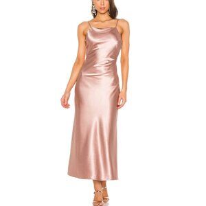 Bardot Estelle Drape Satin Midi  Dress Pink Rose NWT Size XL